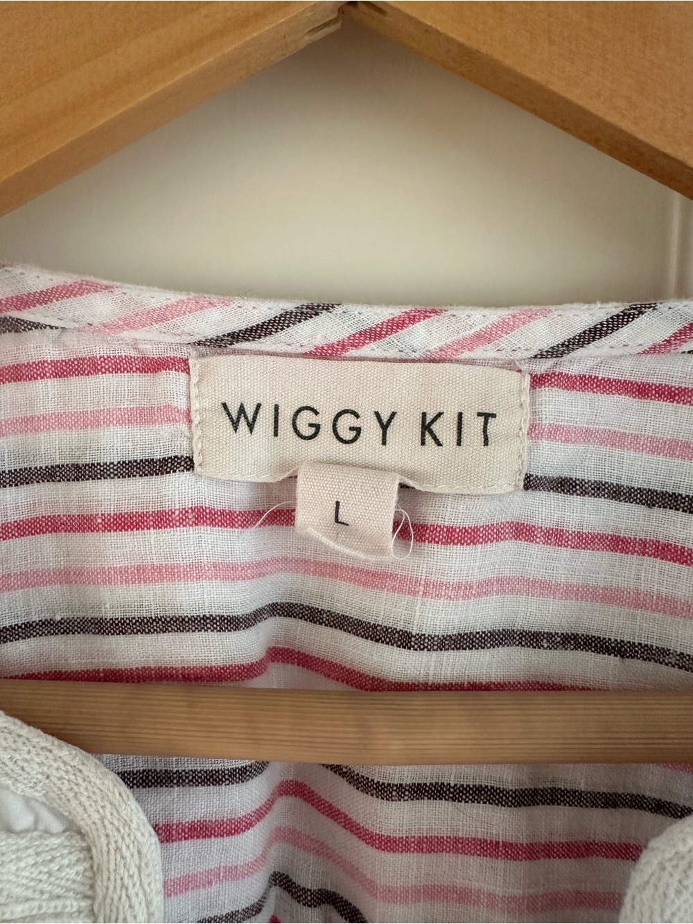 Wiggy Kit Pink & White Bib Linen Striped Tunic Top - Picture 2 of 8